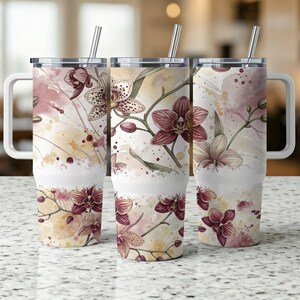 Boho Flower Design 40oz Tumbler Wrap, Insulated Spring Blooms Cup Sleeve, Floral Tumbler Cover Gift For Her, Bohemian Drinkware Accessory