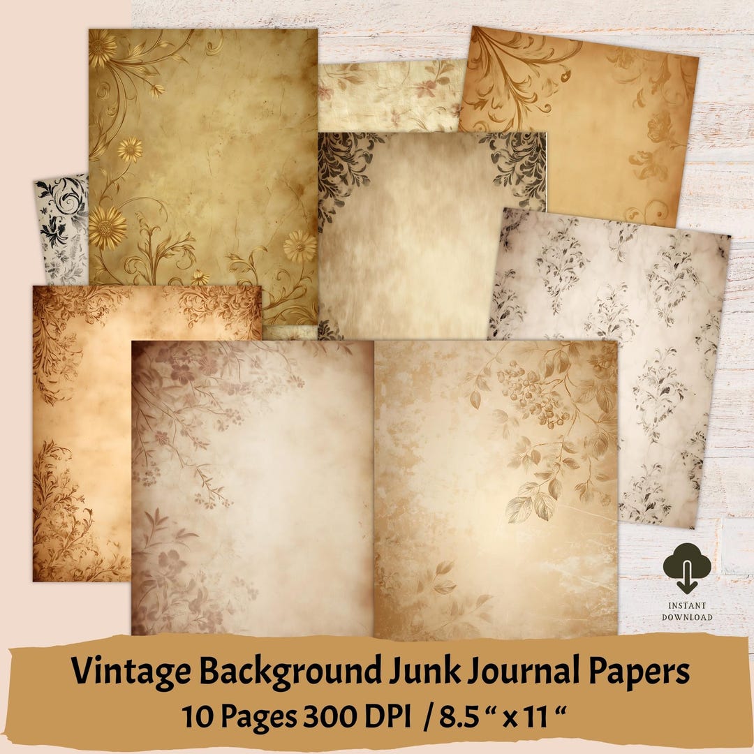 Vintage Background Junk Journal Pages, Old Papers for Scrapbooking ...