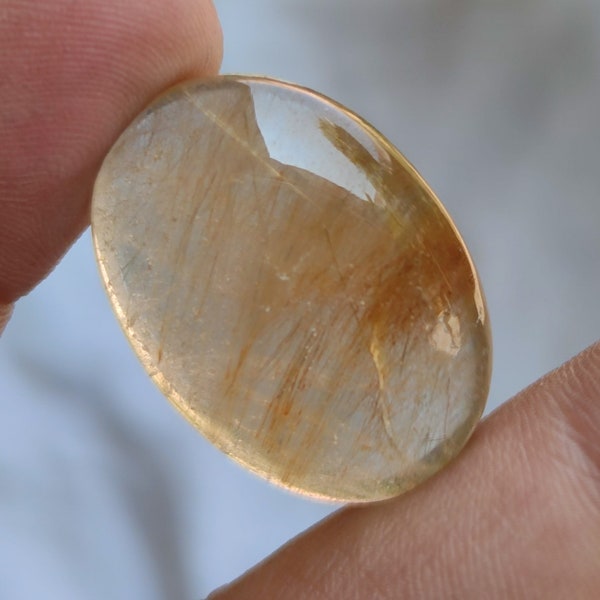 53 ct Natural Golden  rutile cabochon ....  Copper in quartz.. Golden rutile .. Rutilated Quartz ..... 33x23x9 mm