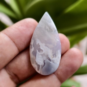 Feather Agate cabochon ...Natural white plume Agate .. cloud agate Cabochon... 36 CT... 45x22x4 mm
