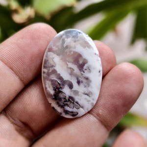 Feather Agate druzy cabochon ...Natural white plume Agate .. cloud agate Cabochon... 27 CT... 35x23x3 mm