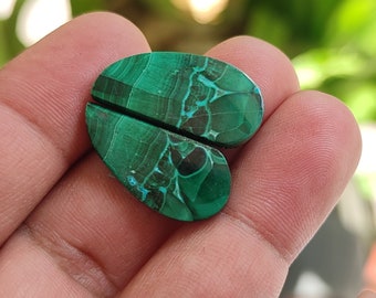 Peruvian Chrysocolla Malachite Pair  cabochon .... Natural Malachite chrysocolla Pair cabochon .....  26x13x3 mm ... 34 ct