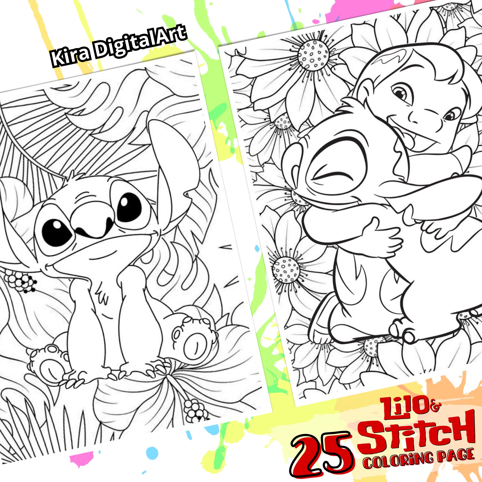 26 Full Lilo&stitch A4 Coloring Pages, for Children and Adults. High ...