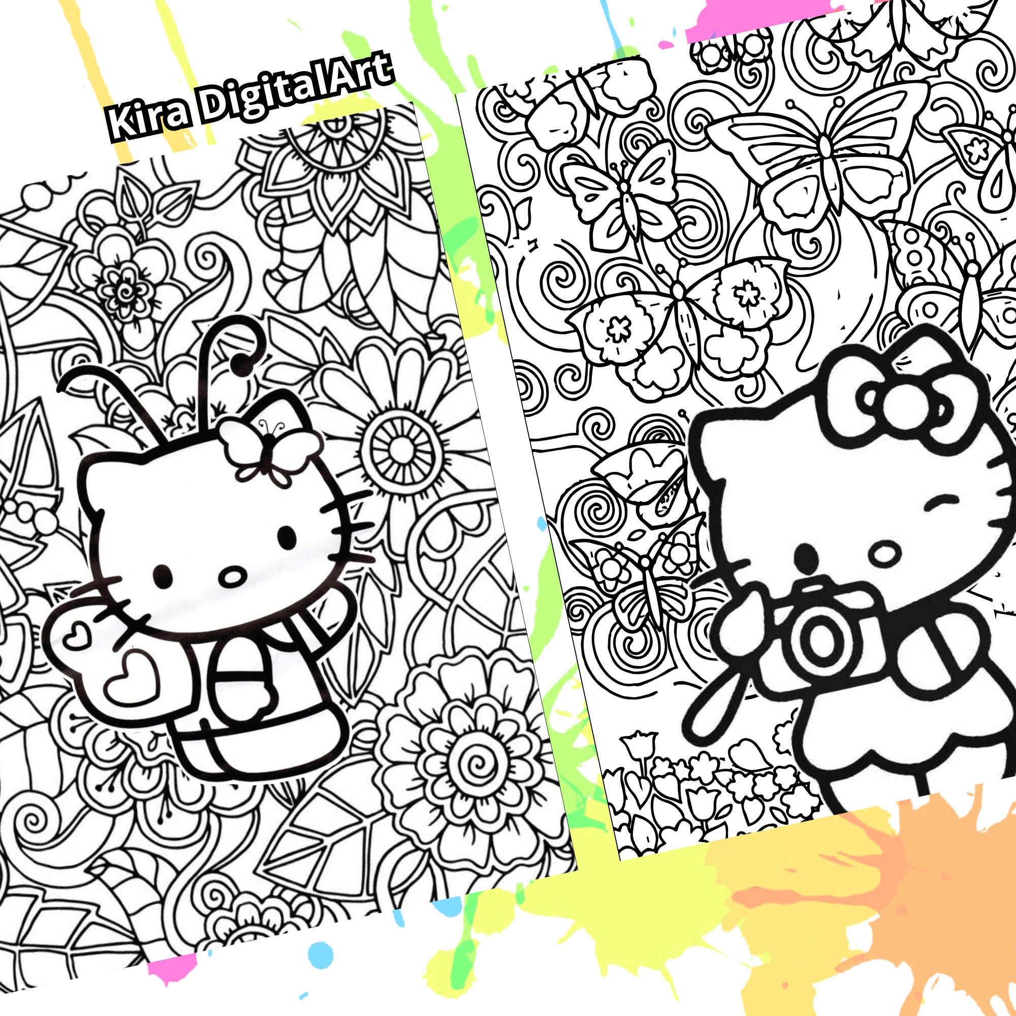 25 Full Kitty A3 Big XL Coloring Pages, for Children and Adults. High ...