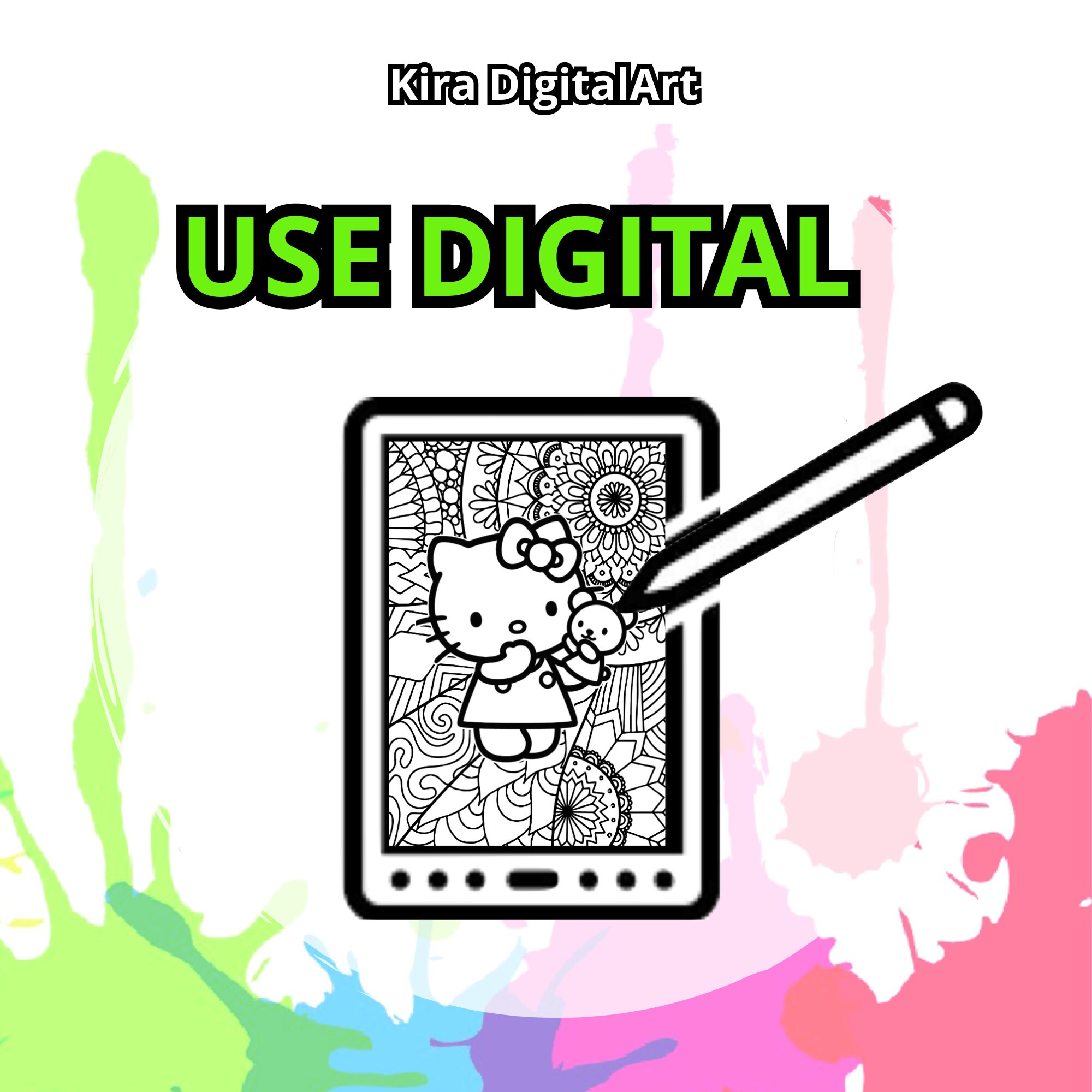 25 Full Kitty A3 Big XL Coloring Pages, for Children and Adults. High ...