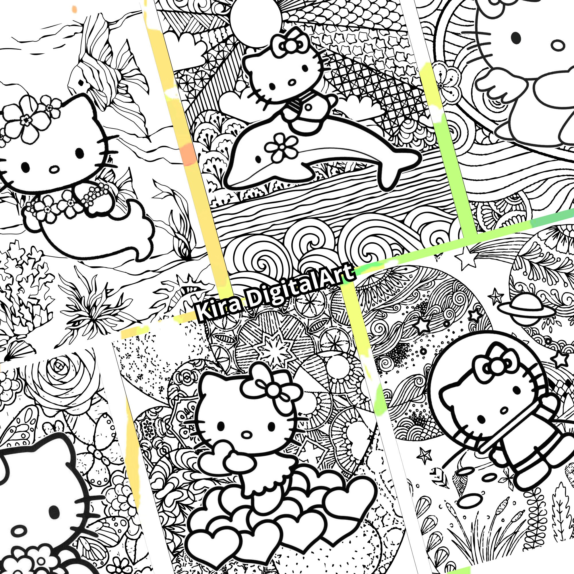 25 Full Kitty A3 Big XL Coloring Pages, for Children and Adults. High ...