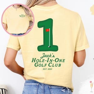 Personalized Hole In One Birthday Comfort Colors Shirt for 1st Birthday Party Matching Family Shirts Golf First Birthday Outfit