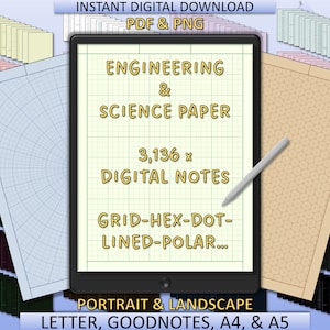 Ultimate Digital Engineering Paper Pack - 3,136 Templates for iPad and Tablets! Portrait, Landscape, Letter, Goodnotes, A4, A5 & Light/Dark