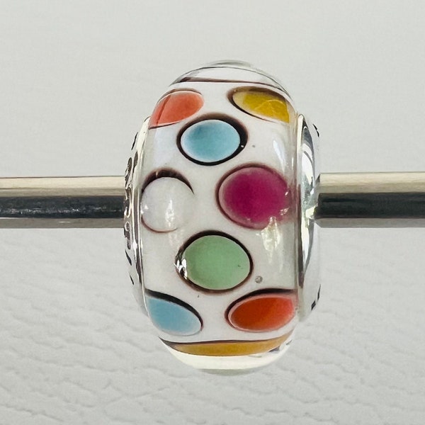 One color Dots glass charms beads European core 925 sterling silver fits moments bracelets