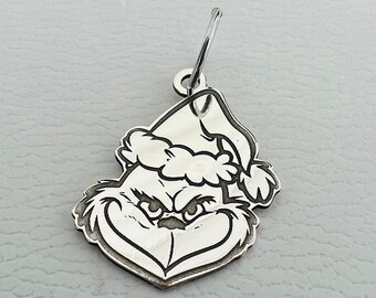 925 sterling silver Christmas  pendant charm laser engraving made