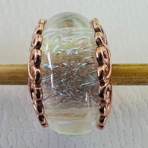 One 14K Rose gold Iridescent Murano Glass Charm