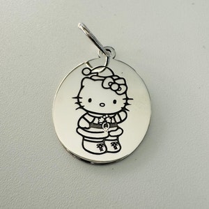 925 sterling silver kitty pendent, gifts for her cure kitty , laser engraved, must haves, gifts ideas