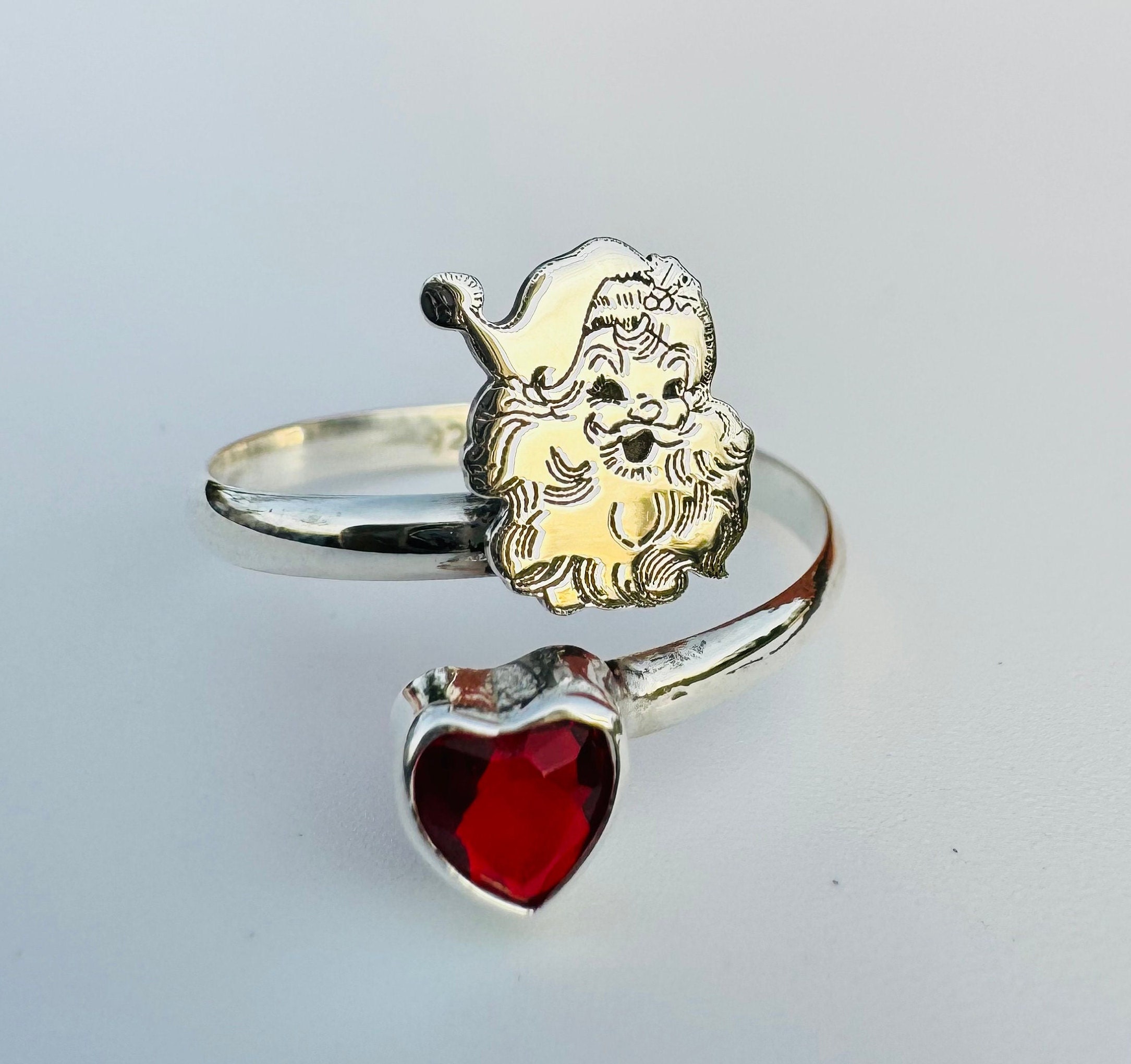 925 Sterling Silver Santa Claus Christmas Ring Laser Engraving Handmade ...