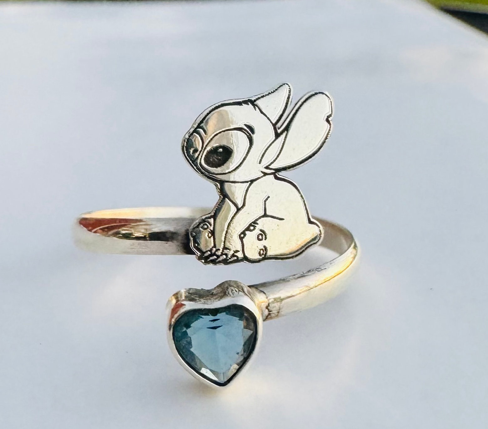 Lilo & Stitch Bagues Coeur Étincelant Bague Femmes Fille Bijoux Cad