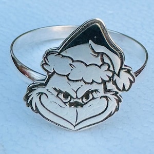 925 sterling silver  Christmas ring size 7 láser engraved