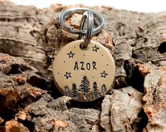 Gepersonaliseerde, handgegraveerde messing hondenpenning "Azor"
