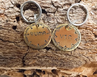 Gepersonaliseerde messing hondenpenning, handgegraveerd met "Border".