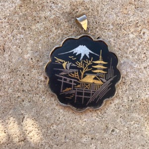 Vintage Amita damascene Japanese pendant