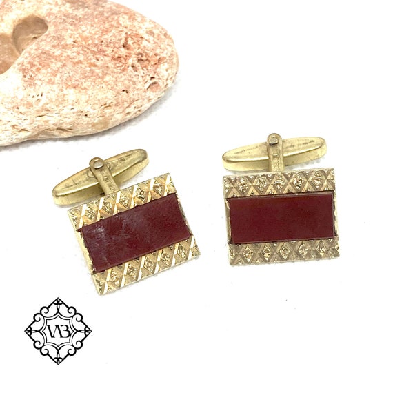 Boutons De Manchette Vintage Plaqué Or Avec Cristaux - Bijou Ancien - Parfait état