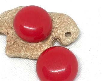 Vintage Red circle large clip on earrings