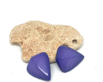 Purple geometrical plastic clip on earrings