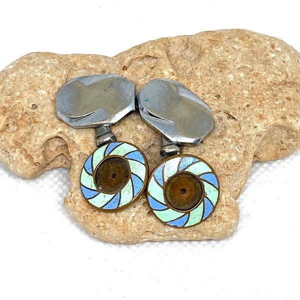 Vintage enameled  double brass cufflinks