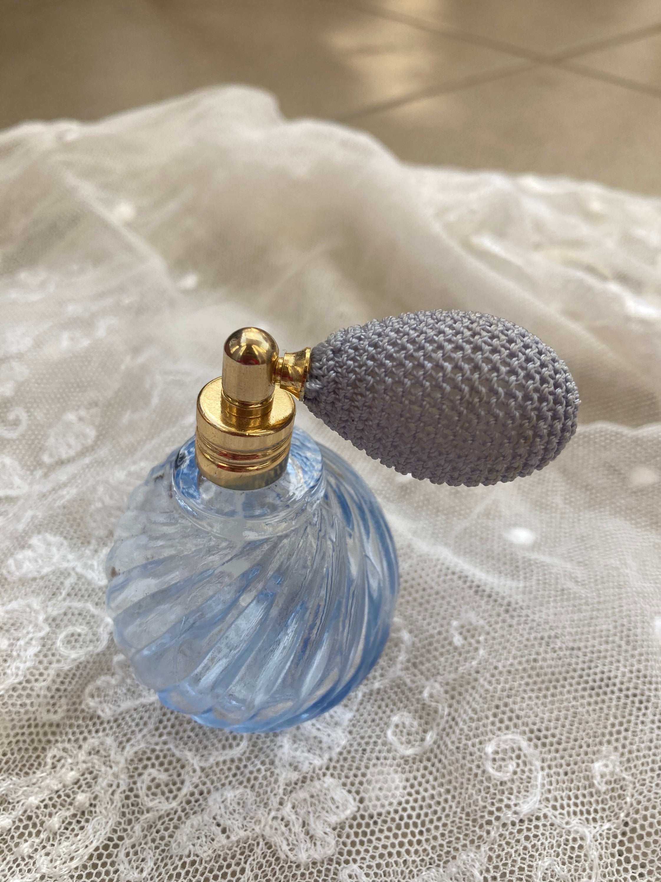 Vintage Glass Perfume Bottle With Puffy - Etsy