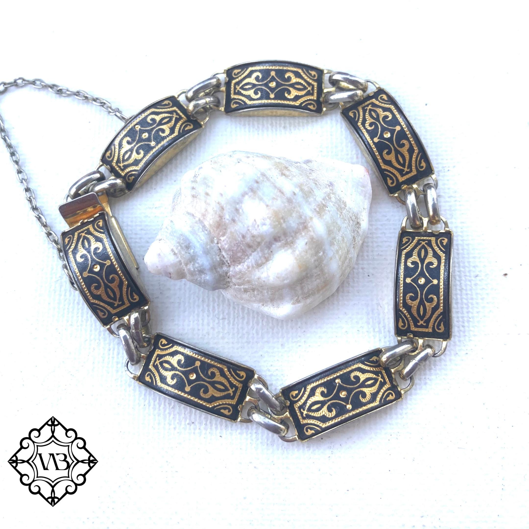 Vintage Toledo Damascene Bracelet: Spanish Geometric Jewelry - Etsy