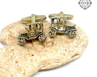 Vintage brass classic car cufflinks