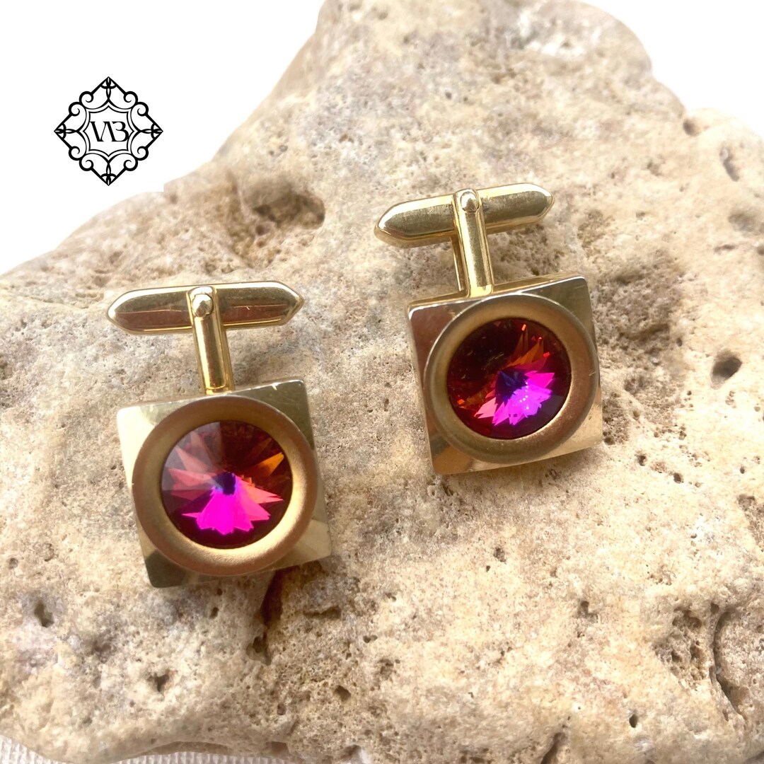Vintage Square Volcano Rivoli Crystal Cufflinks - Etsy