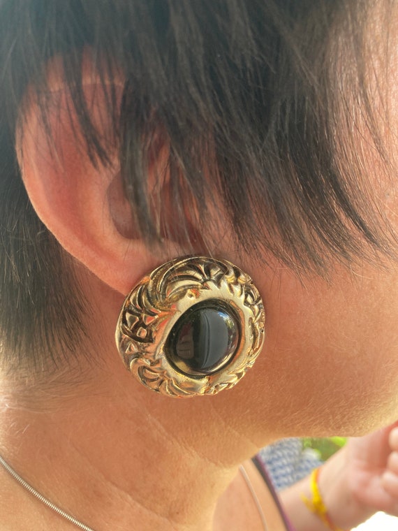 Vintage brown recin Jacky de G clip on earrings - image 8
