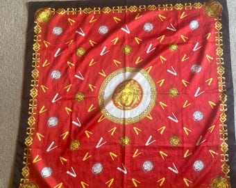 Red luxury vintage Italian iconic Versace scarf for collectors