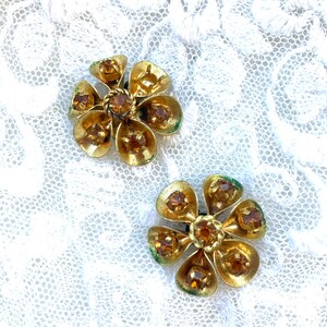 Vintage Floral earrings with rhinestones