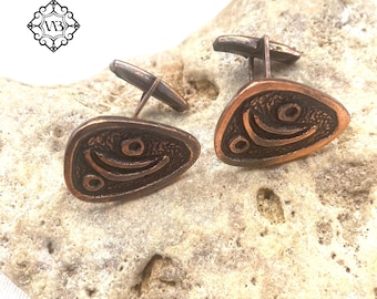Vintage bronze artisan face cufflinks