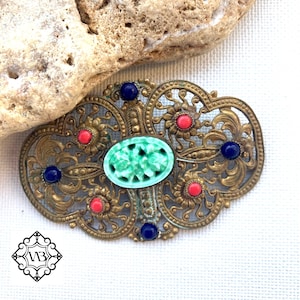 Vintage Art Deco Czech brass filigree brooch