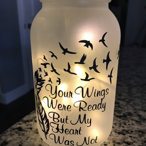 Decorative Mason Jar Night Light.  Mothers day, bereavement, sympathy gift, remembrance