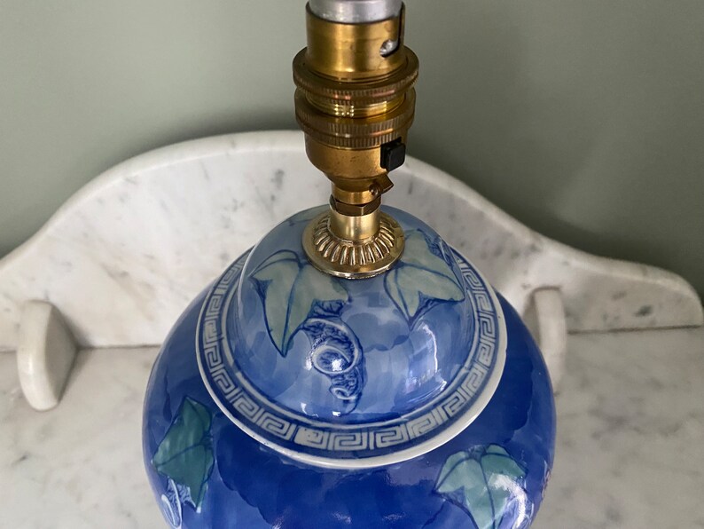 Vintage Glazed Ceramic Porcelain Ginger Jar Lamp / Bedside Lamp With Shade Etsy