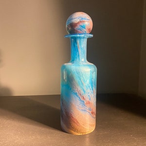 Vintage Art Glass Hand Blown Glass Bottle Vase With Swirl Pattern