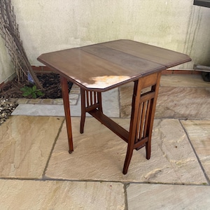 Antique Edwardian Folding Drop Leaf Gate Leg Table – Occasional Side Furniture