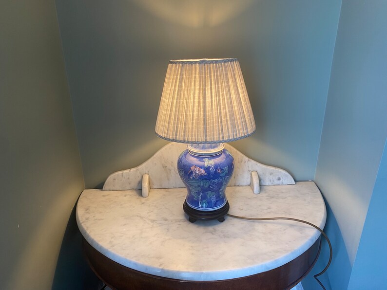 Vintage Glazed Ceramic Porcelain Ginger Jar Lamp / Bedside Lamp With Shade Etsy
