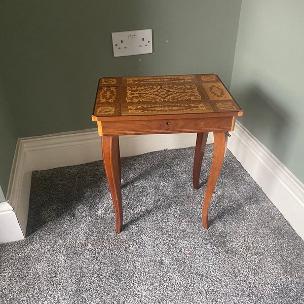 Musical Marquetry Side Table, Sewing Table,Plant Stand, Occasional Table