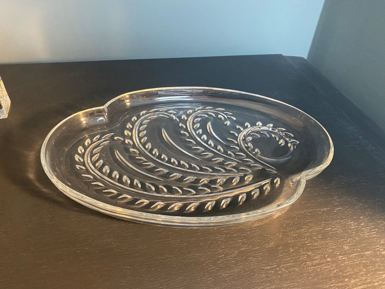 Vintage Pressed Glass Art Deco Glass Dressing Table Vanity Tray / Cake