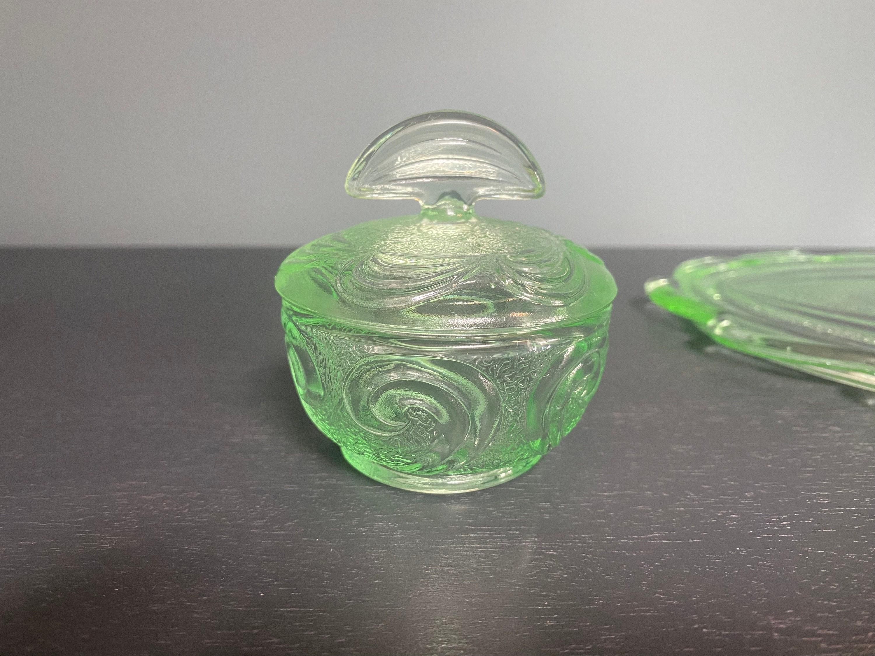 slim fit dress slacks Green Glass Dressing Table Set Art Deco