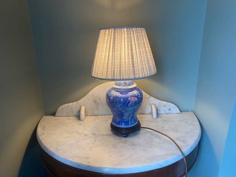 Vintage Glazed Ceramic Porcelain Ginger Jar Lamp / Bedside Lamp With Shade Etsy
