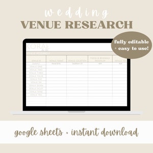 Wedding Venue Spreadsheet, Wedding Venue Research, Venue Comparison, Wedding Venue, Venue Organization, Wedding Planning, Google Sheets