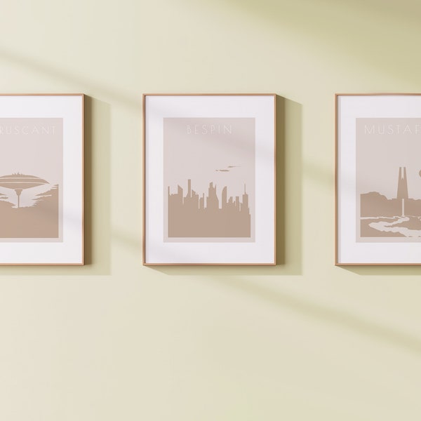 Bohemian Star Wars Inspired Prints Trilogy Series: Coruscant, Bespin, Mustafar, Landscapes, Digital Download, Home Decor, Star Wars Nursery