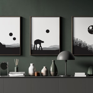 Minimalist Star Wars Inspired Prints Trilogy Series: Tatooine, Endor, Hoth, Star Wars Gift, Digital Download, Home Decor, Star Wars Nursery