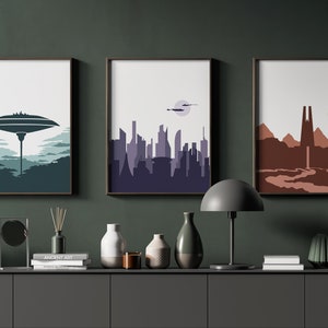 Minimalist Star Wars Inspired Prints Trilogy Series: Bespin, Coruscant, Mustafar, Star Wars Gift, Digital Download, Home Decor, Star Wars