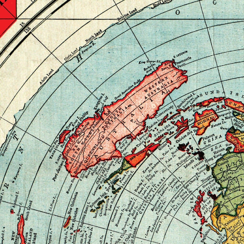 Carte de la Terre plate - Alex Gleason 1892 | 5 étoiles (94 avis) | Remasterisé en téléchargement numérique haute résolution imprimable 300 ppp image 6