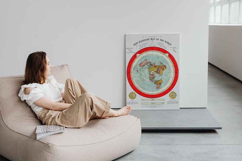 Carte de la Terre plate - Alex Gleason 1892 | 5 étoiles (94 avis) | Remasterisé en téléchargement numérique haute résolution imprimable 300 ppp image 9